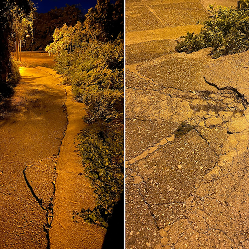 Vietri sul Mare, dopo maltempo crepe in località San Vincenzo. L'allarme dei residenti: «Strada a rischio cedimento»