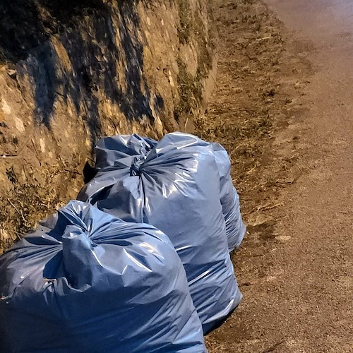 Vietri sul Mare, sacchi ricolmi di erba lasciati ai margini della strada: il disappunto del Comitato Civico Dragonea