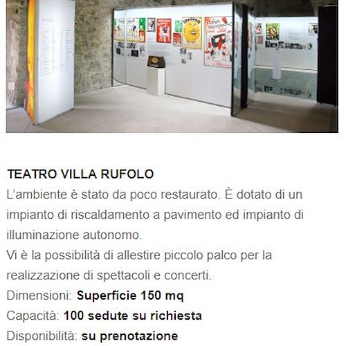 Villa Rufolo: per commedie Ribalta ambienti "inagibili" ma disponibili per eventi "su prenotazione"