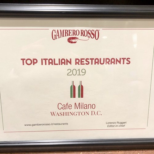 Washington: il Cafe Milano di Franco Nuschese "Top Italian Restaurant 2019" di Gambero Rosso
